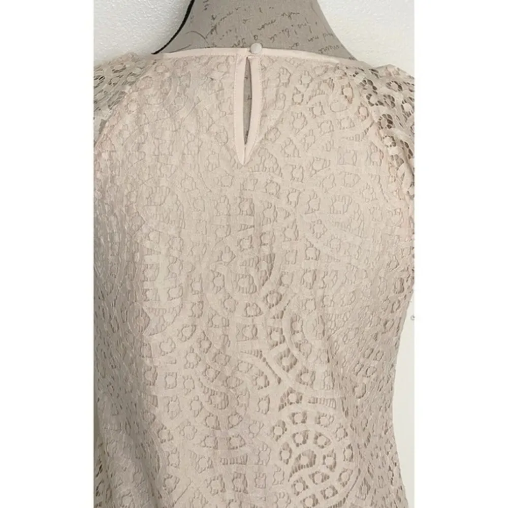 J jill Womens Blouse Size 2 Beige Ivory Crochet Lined Wedding Guest Bachelorette - Image 7