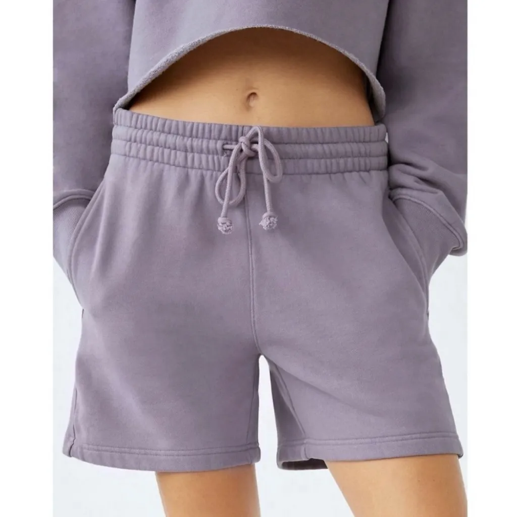Aritzia TNA Cozy Fleece Boyfriend Sweatshorts New XS Lavender - Image 12