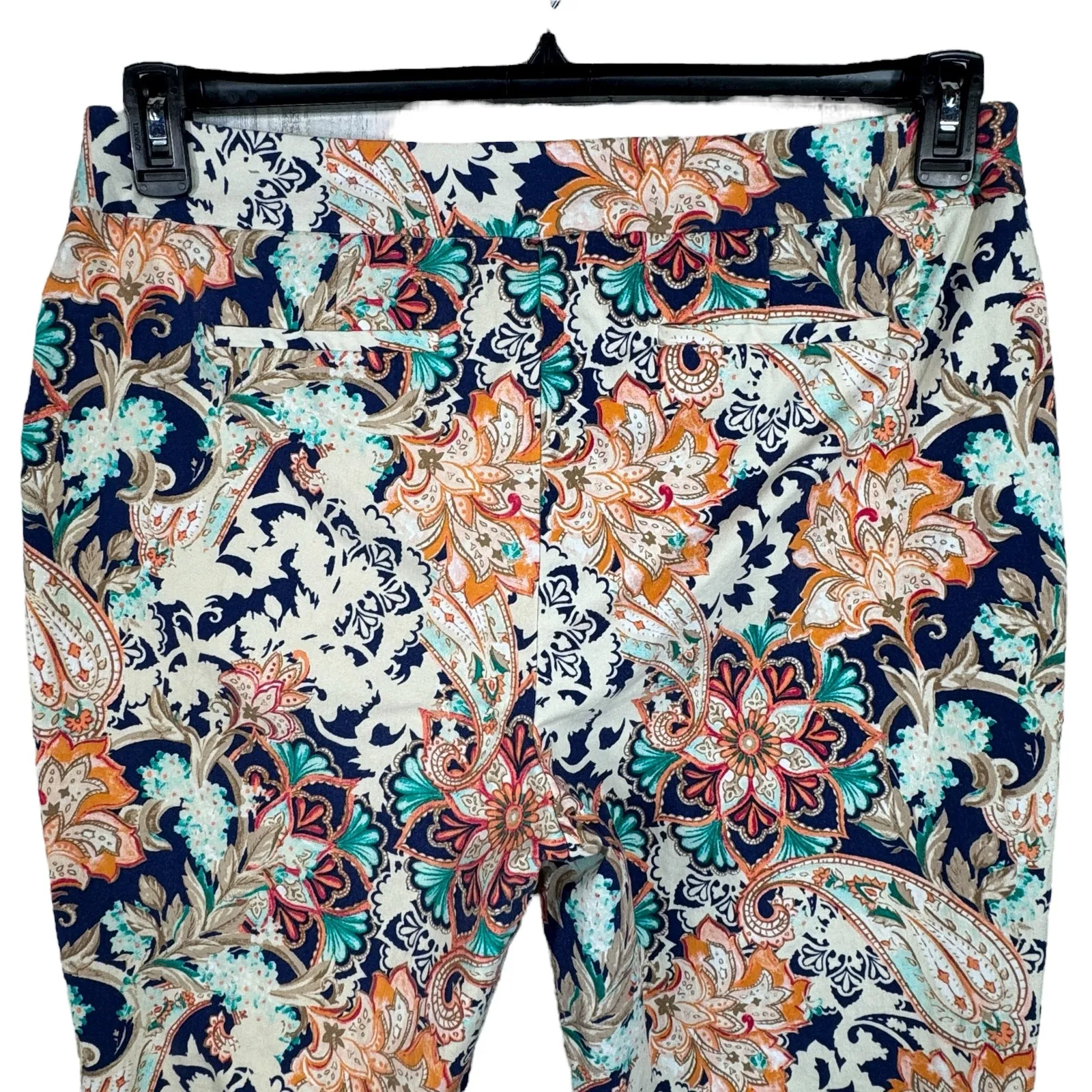 Chico’s SZ 2.5 (14) Crop Pants Pull-On Stretch Paisley Floral Flat Front Hi-Rise - Image 5