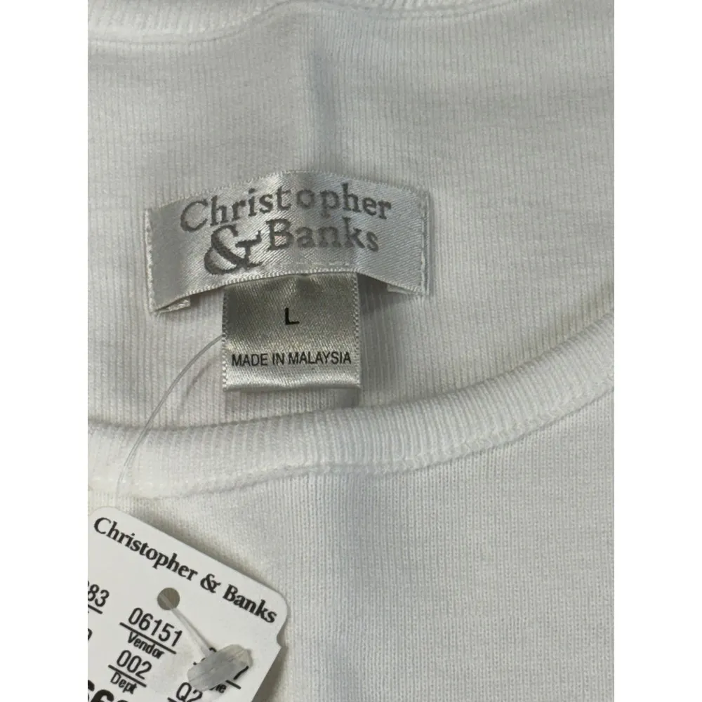 Christopher & Banks White Sleeveless Top Birdhouse Embroidery Tank - Image 4