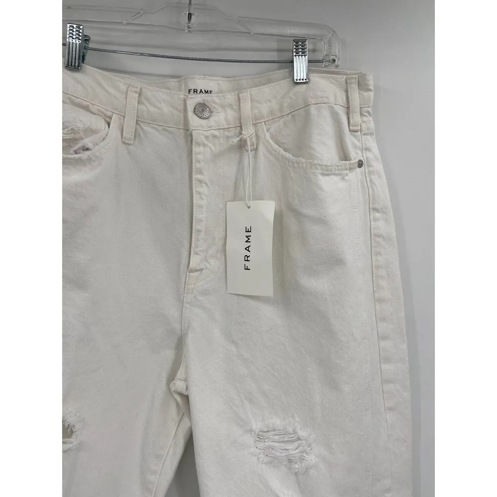 Frame Le Jane Crop Le Pixie Slouch Rumpled Blanc Destruct White Jeans 32 NWT - Image 3