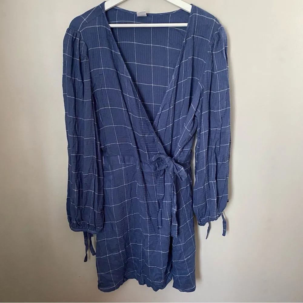Melrose & Market Dress Long Sleeve Plaid Blue Mini Casual - Image 12
