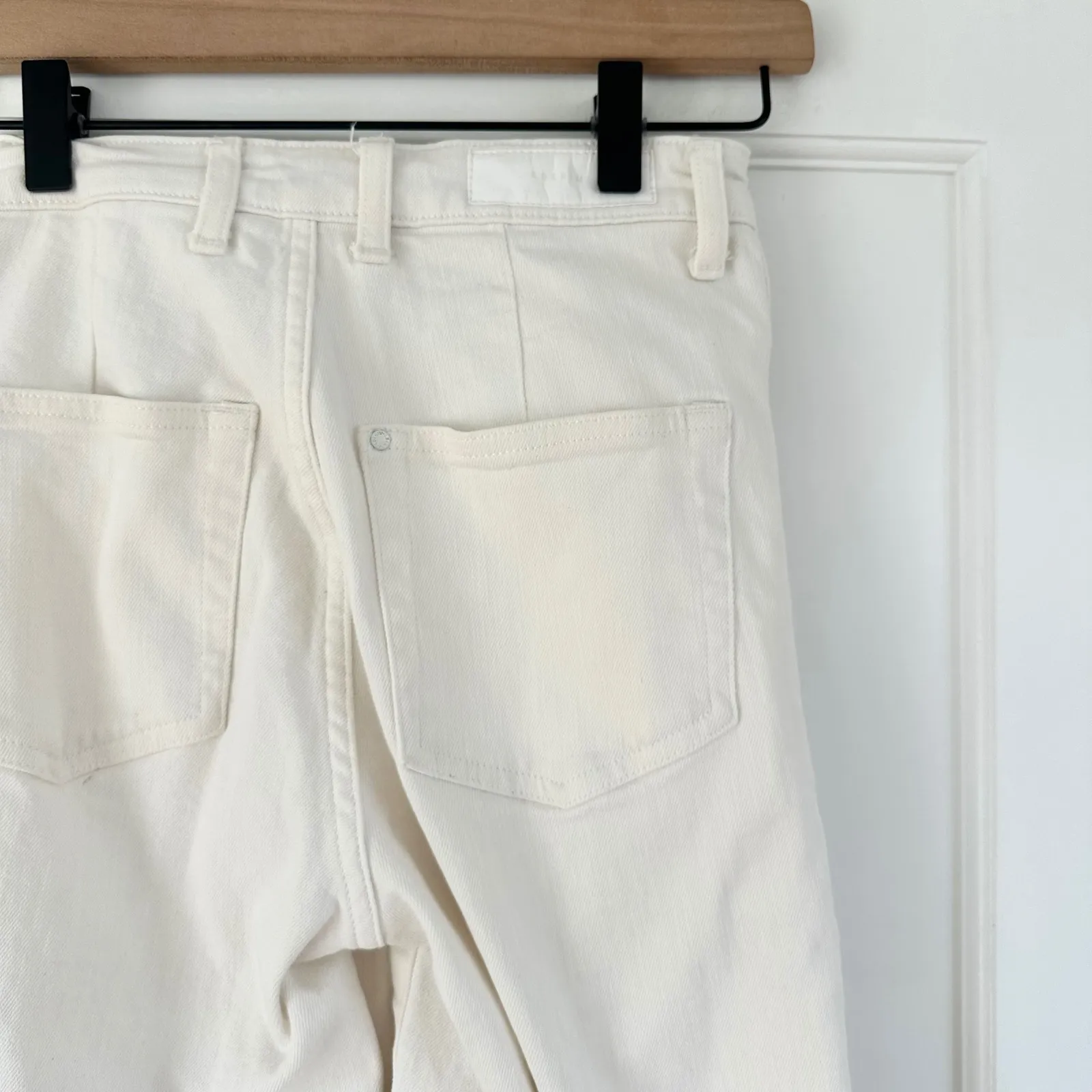 H&M White‎ Jupe Culotte Wide Leg Cropped Jeans High Waist Raw Hem Size 2 - Image 9