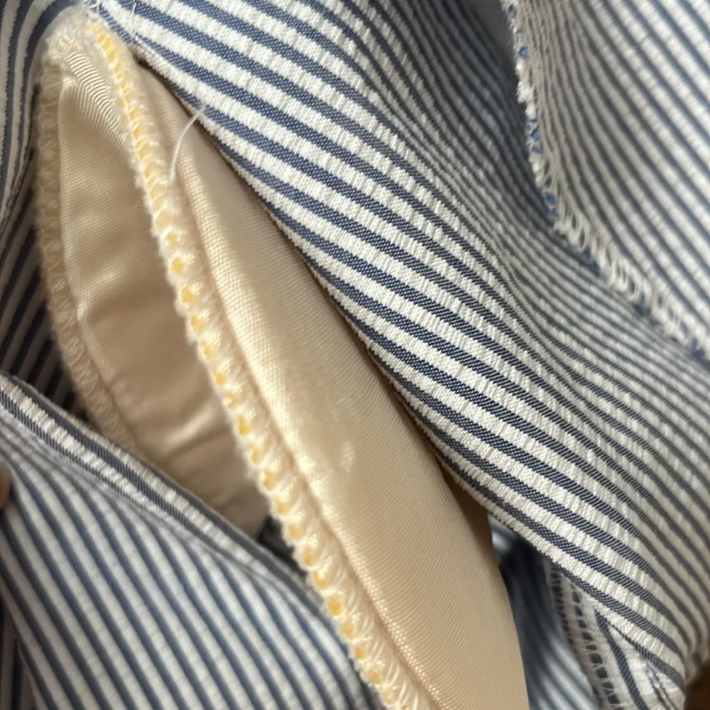 Vintage 80s Union Made Blue White Red Seersucker Dresss with Jacket Size 8 - Image 11