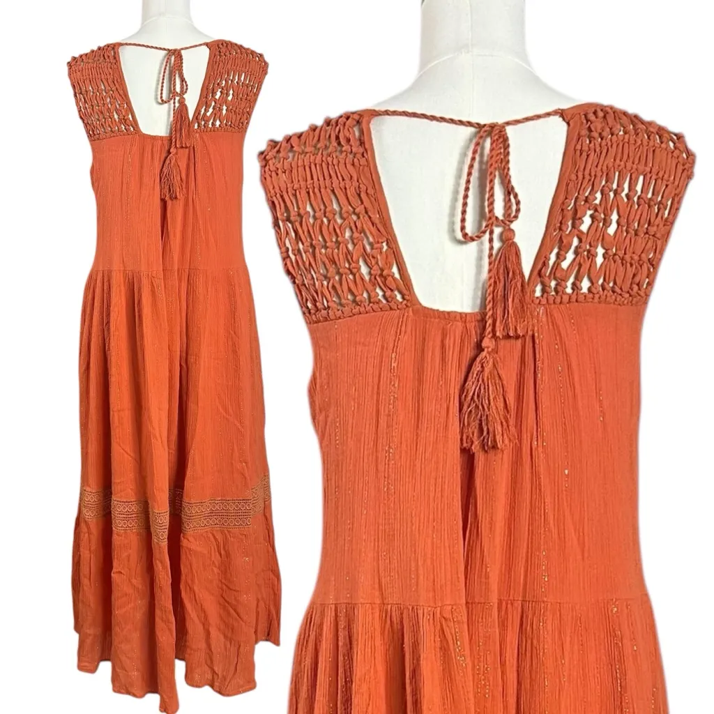 Anthropologie Maeve Bohemian Abilene Maxi Dress Terracotta Rust Resort Medium - Image 5