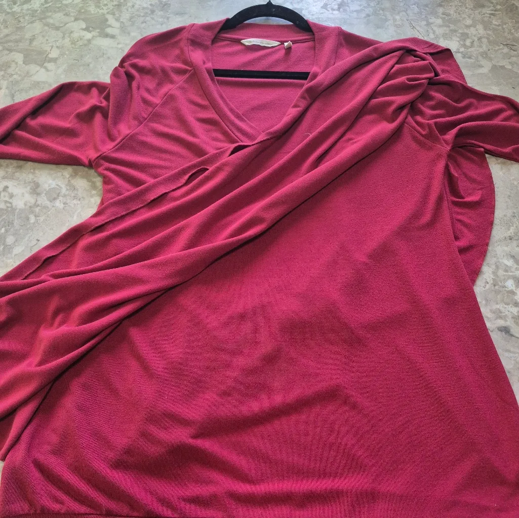 Soft Surroundings Deep Red Madeline Tunic with Cape Like Overlay On 1 Side - Image 11