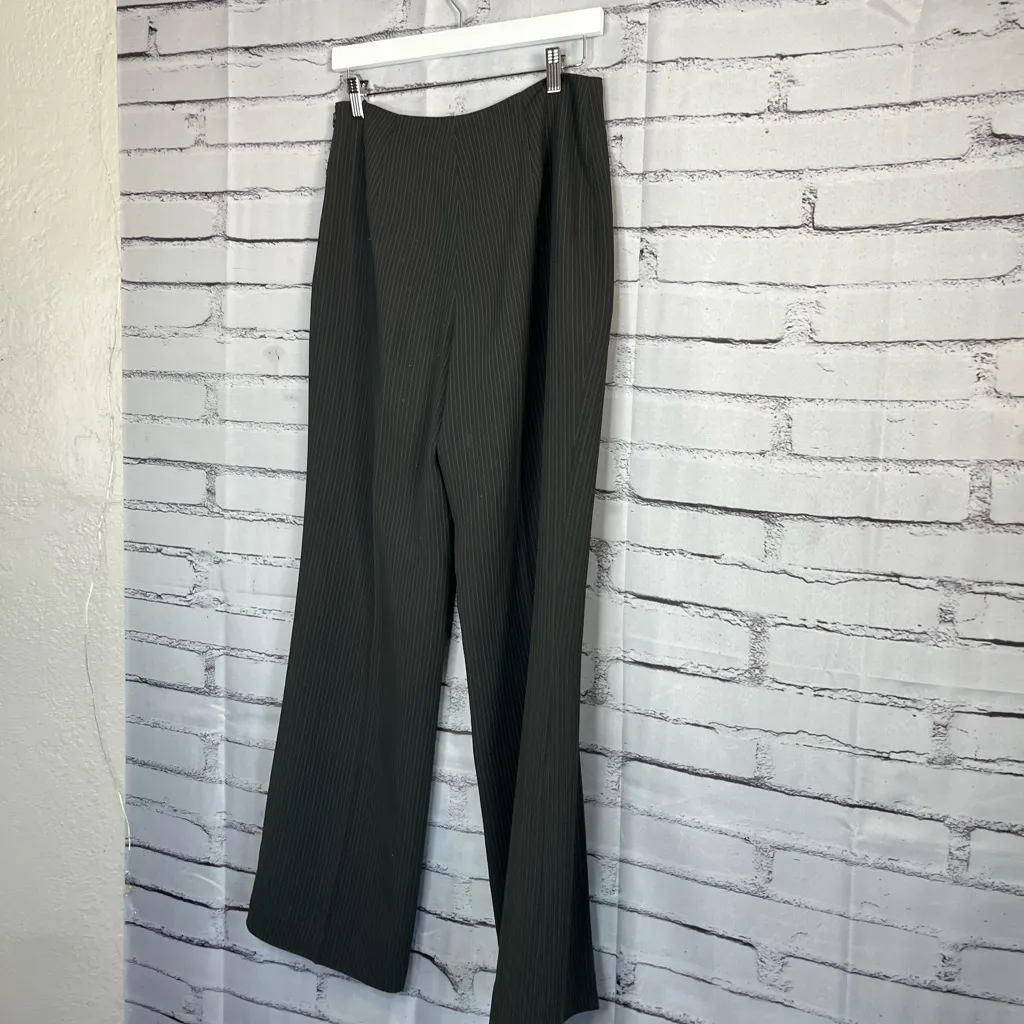 Jones New York Black Pinstripe Wide-Leg Pants Size 6 Office Preppy Classic Y2K - Image 9