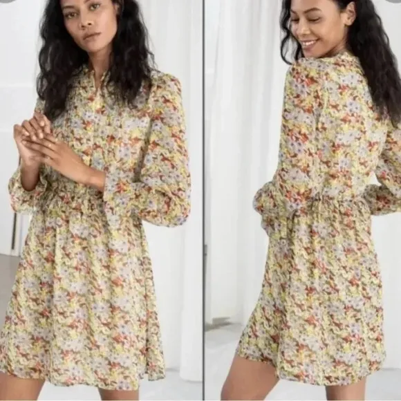 Paris Atelier & Other Stories Foral Bib Dress Size 2 - Image 2