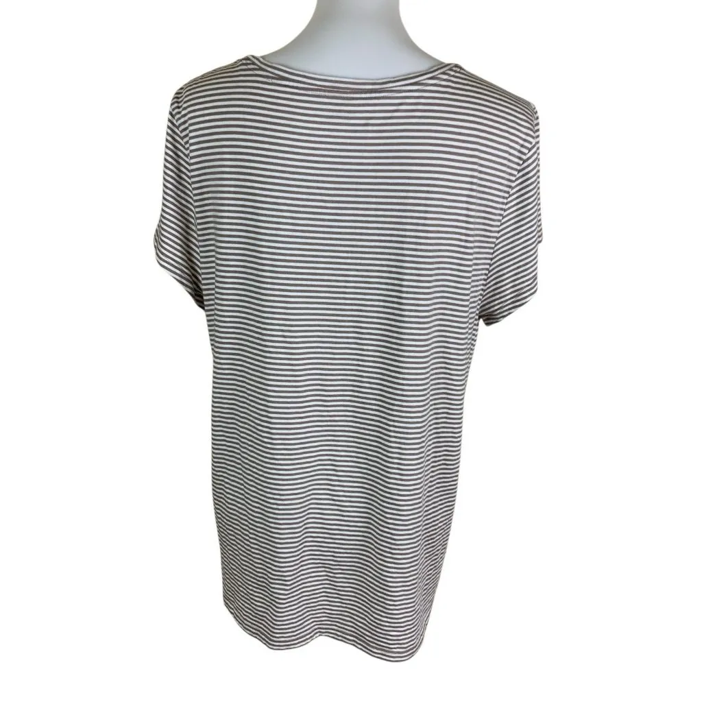 Garnet Hill Striped Pima Cotton Modal Tee XL Soft Stretch Casual Basic Top - Image 2