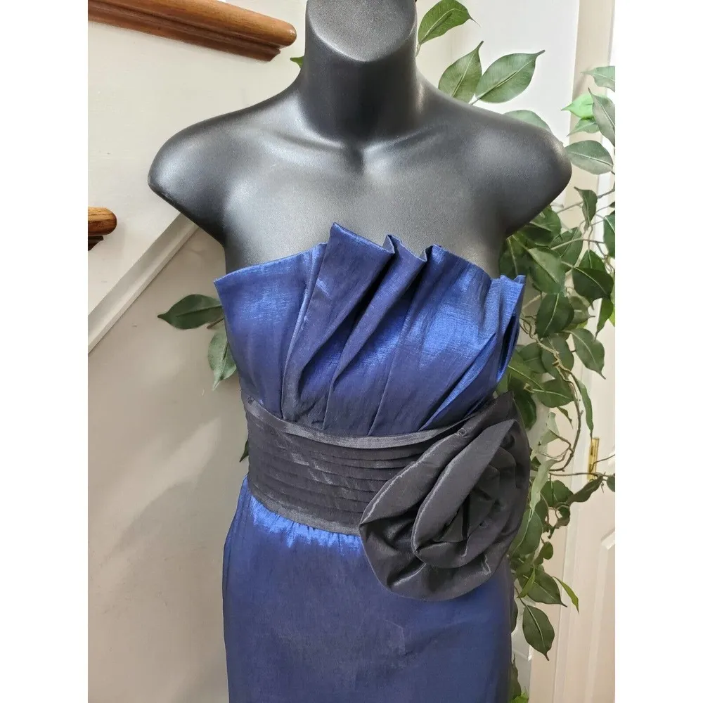 Daisy Women's Blue Solid Polyester Off The Shoulder Long Maxi Dress Size Medium - Image 2