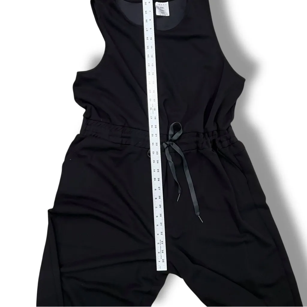 NWOT Serra Women Solid Black Sleeveless Pleated Tie Waist Wide Leg Jumpsuit XXL - Image 7