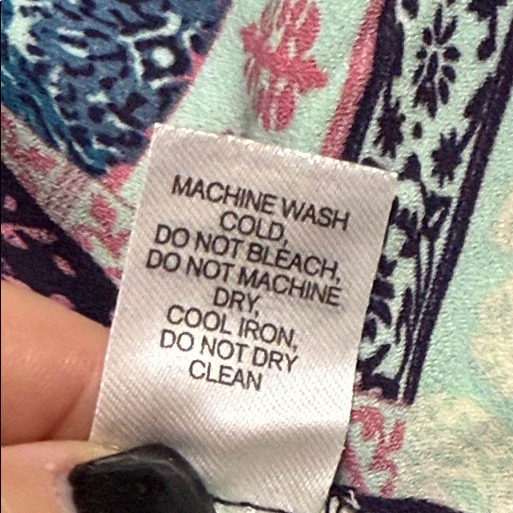 C medium blue patchwork print hi low tank open back split bottom new - Image 9