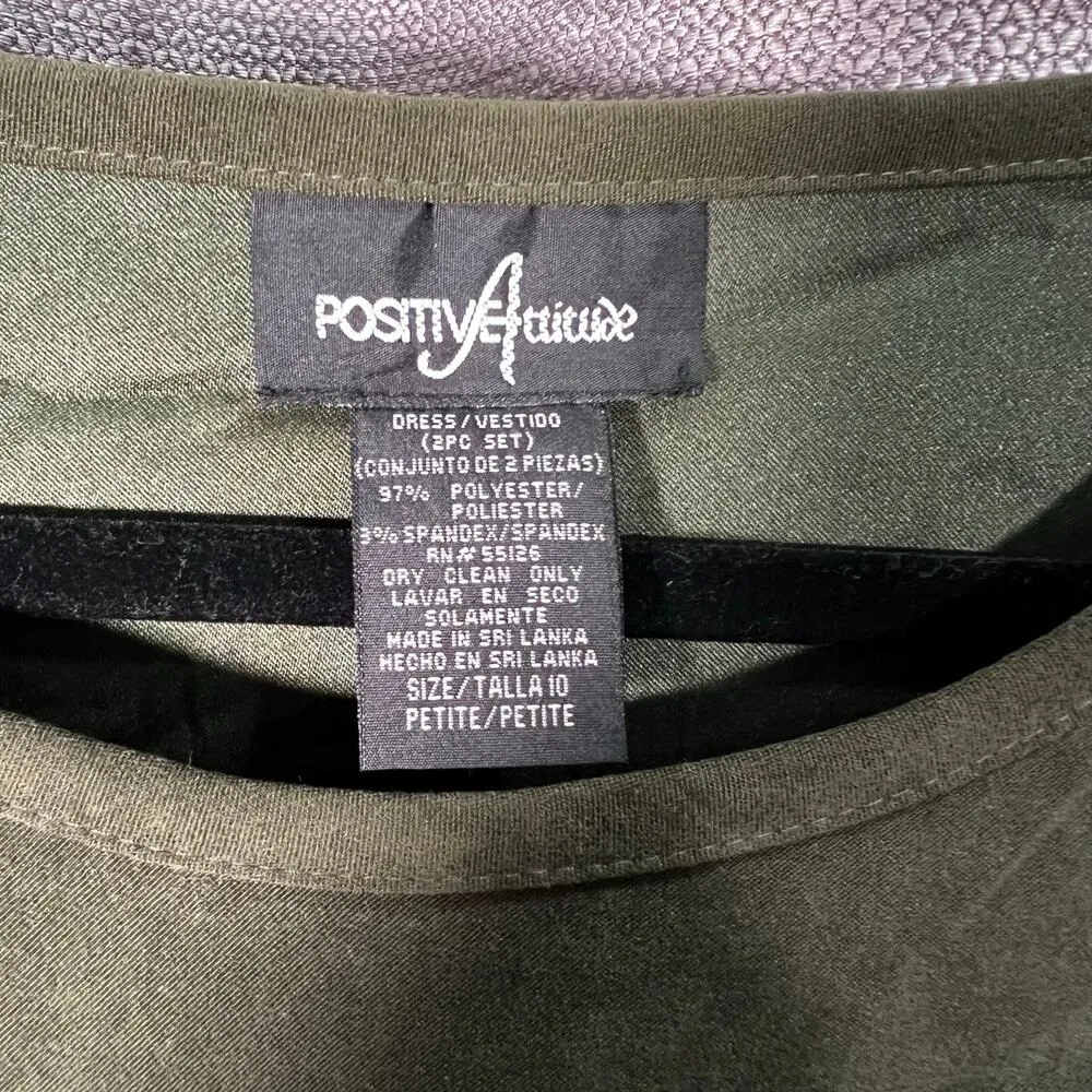 Positive Attitude Shift Maxi Dress Women 10 Green Thick Sueded Fabric Side Slits - Image 6