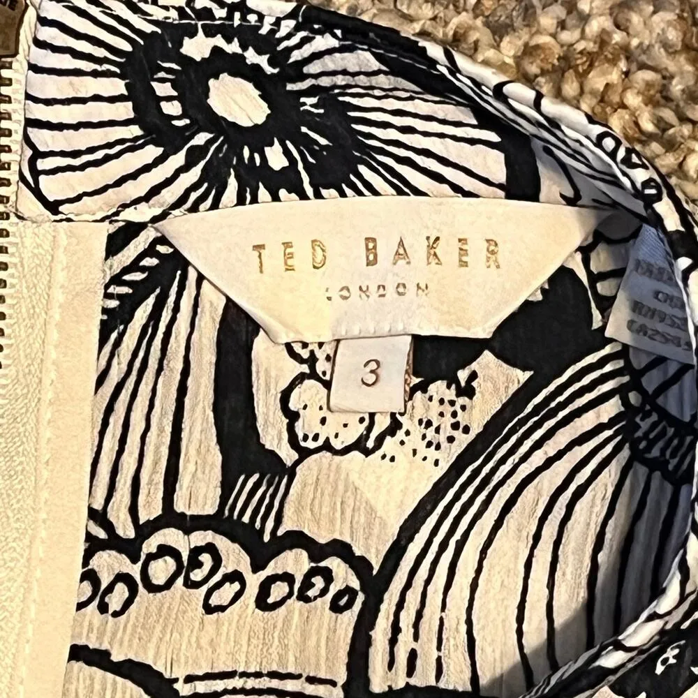 Ted Baker London Johsiie Stand Collar, Balloon Sleeve Blouse Black/White. Size M - Image 6