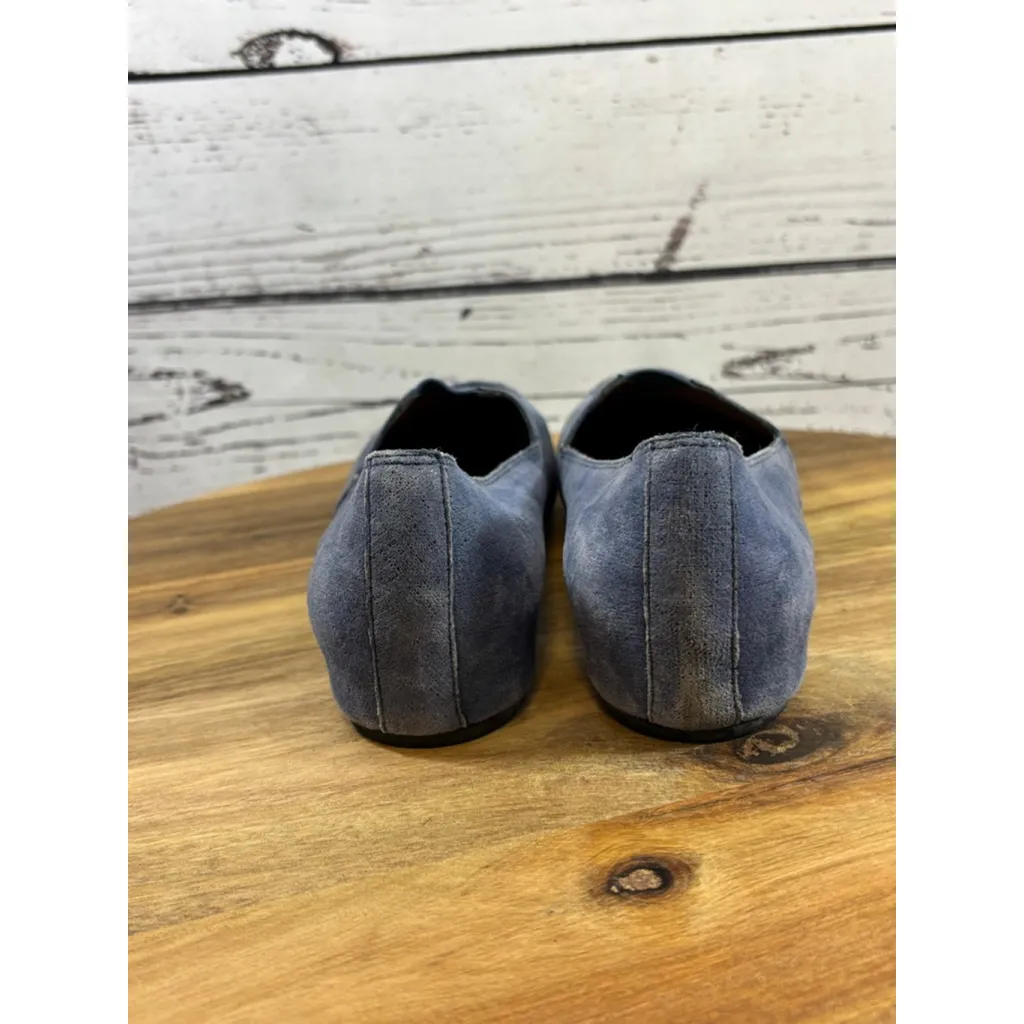 Women's Donald Pliner Blue Silver Shimmer Suede Flats Size 8 - Image 4