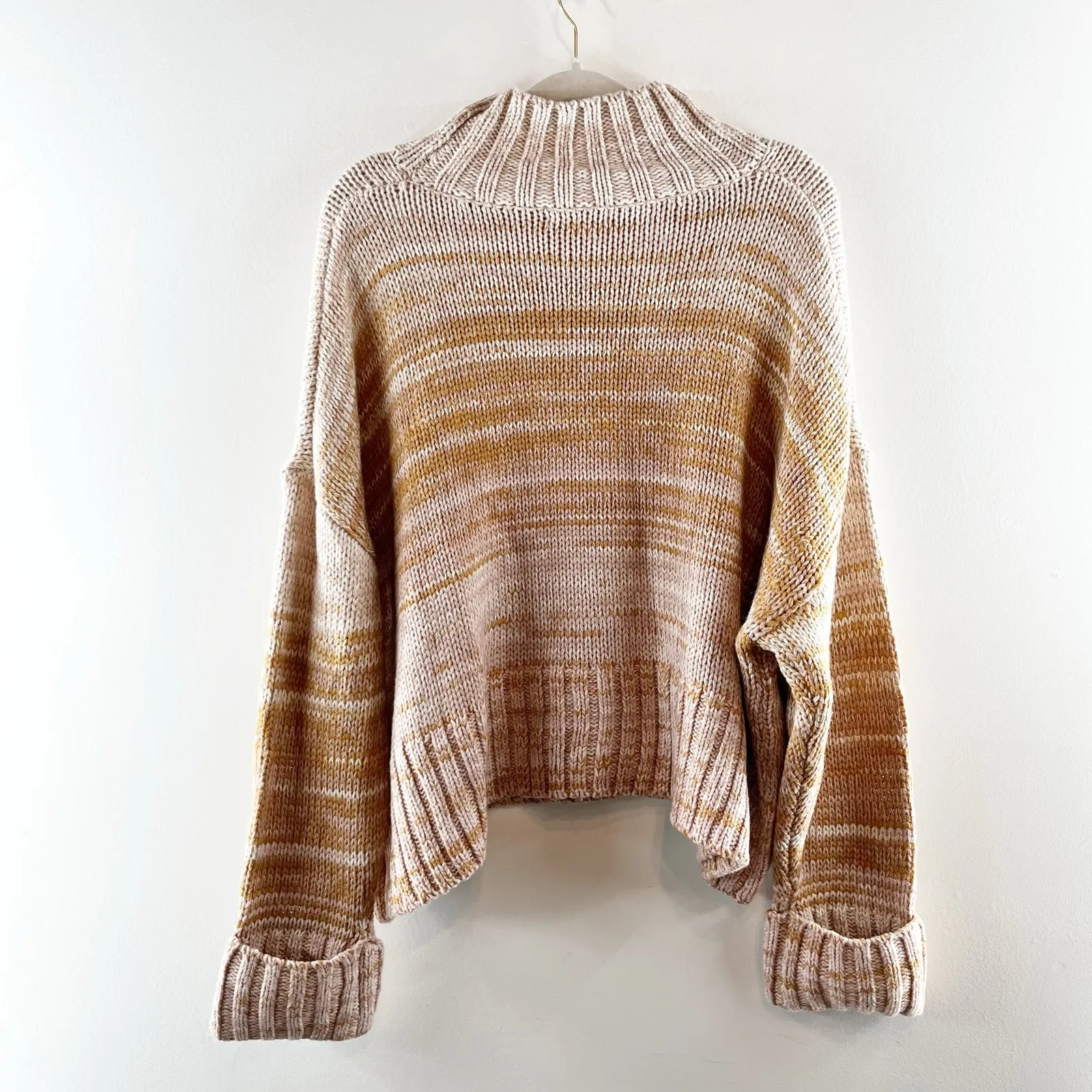 525 America Blair Shaker Knit Ombre Long Sleeve Turtleneck Sweater Beige XL - Image 11