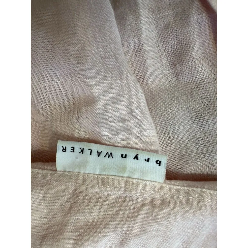 Bryn Walker S Pink 100% Linen Top Shell Button Up Long Sleeve Classic‎ Oversize - Image 7