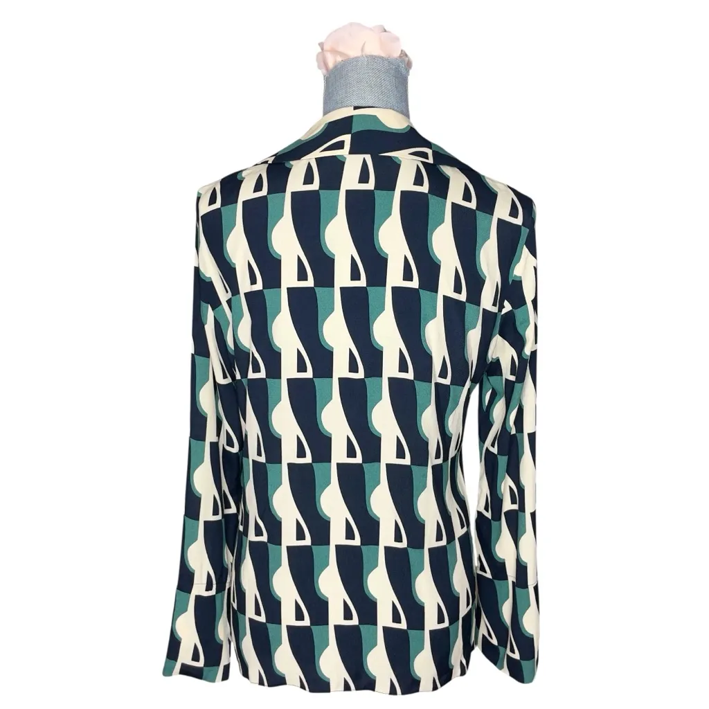 ZARA Abstract Silhouette Print Blouse Shirt  
Size Medium M Long Sleeve Button Up - Image 4