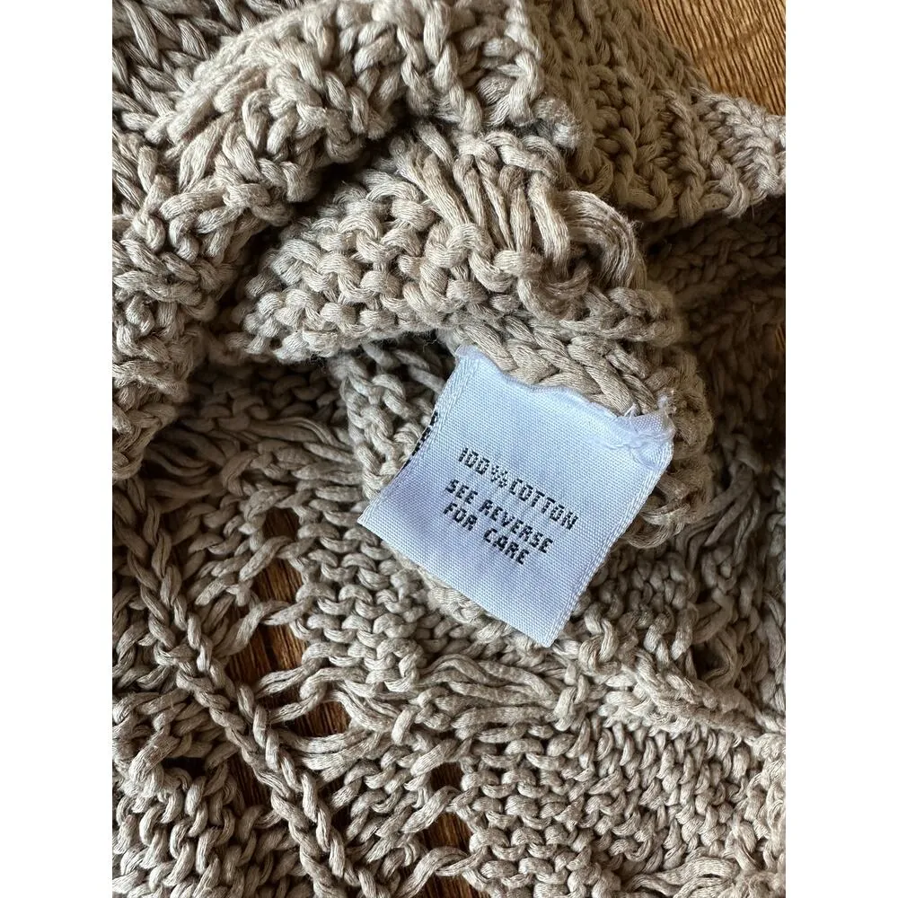 Talbots Vtg Made In Italy Crochet Tan Cardigan Size Large - Image 3
