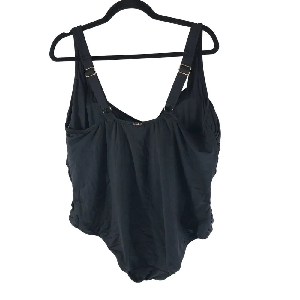 Anne Cole Plus Size Live in Color Square Neck One-Piece Swimsuit Black 24W - Image 3