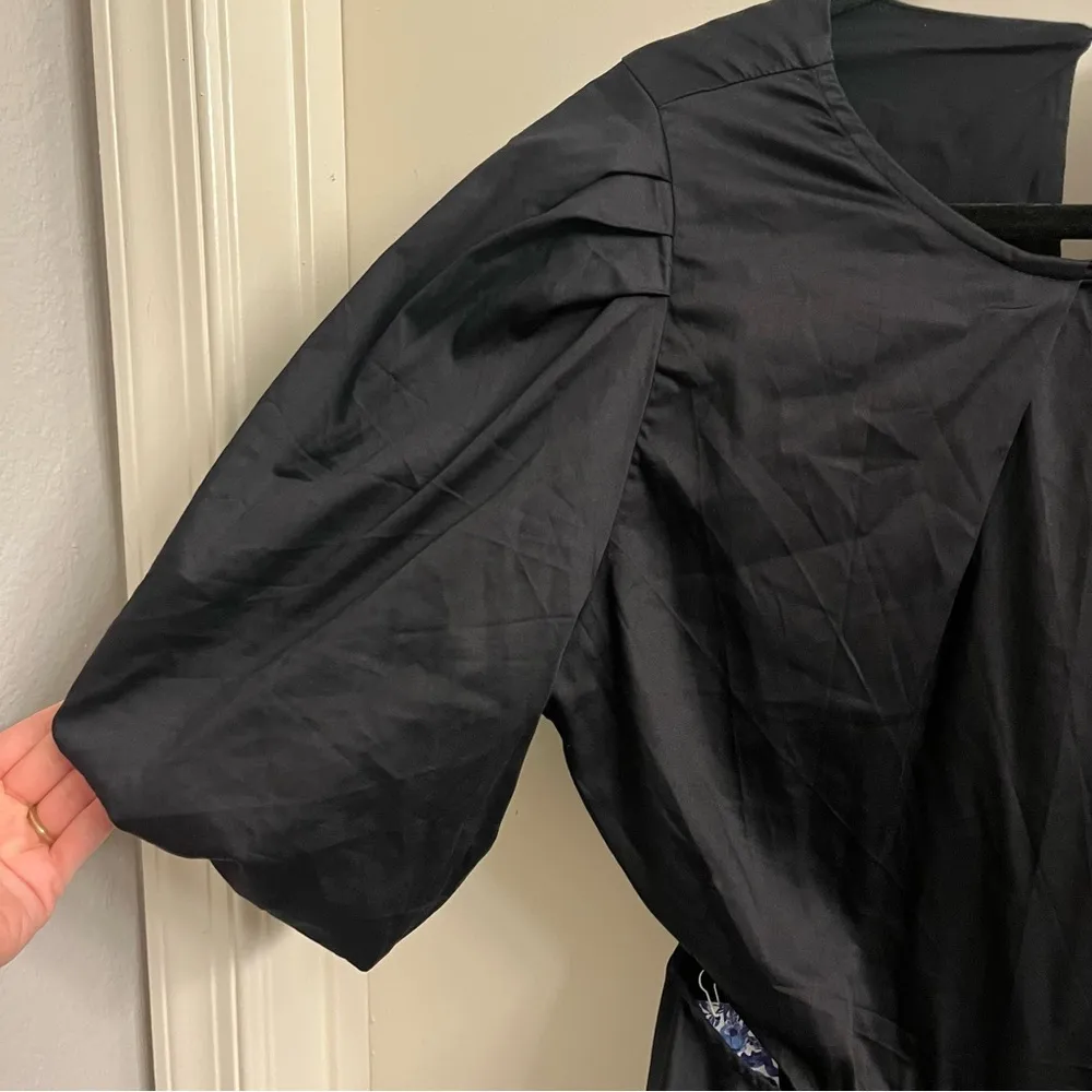 Especia x Sisterly Style Black Puff Sleeve Cutout Midi Dress Size Large - Image 7