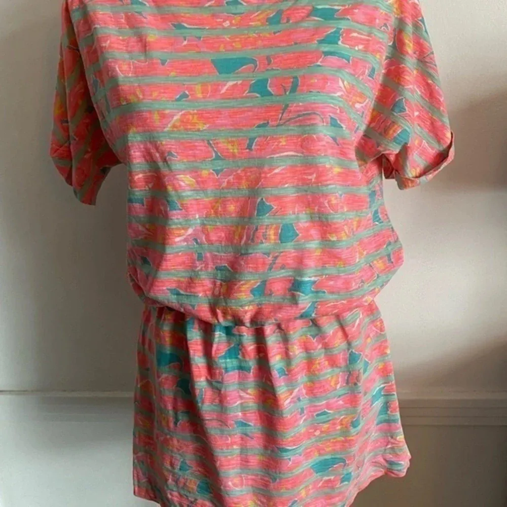 Lilly Pulitzer • Carmine Make A Splash Floral Striped Orange Green Dress - Image 3