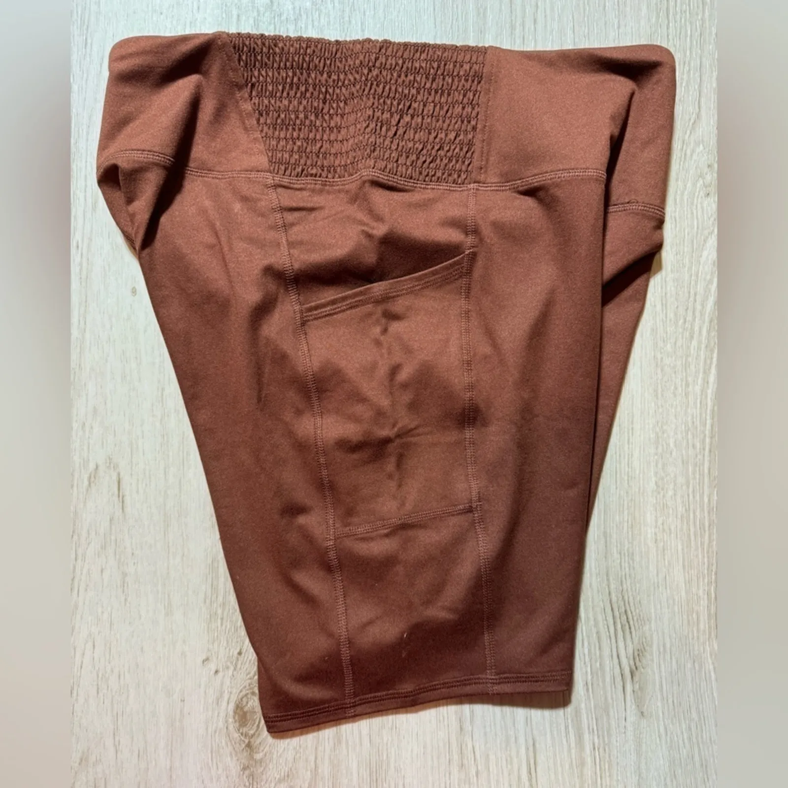 Maurices Luxe Side Pocket‎ High Rise Brown 8in Bike Short Size Large - Image 5