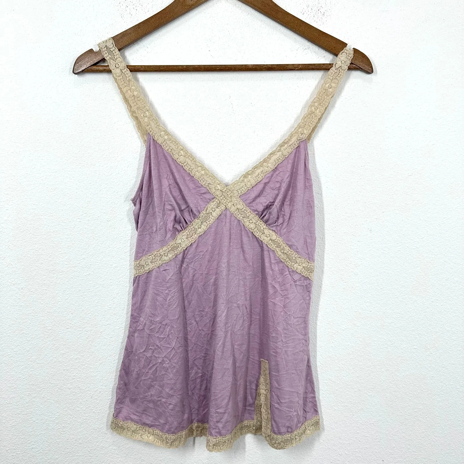 Maurices Y2K 90s Lace Trimmed Purple V Neck Babydoll Camisole‎ Cami Layering - Image 2