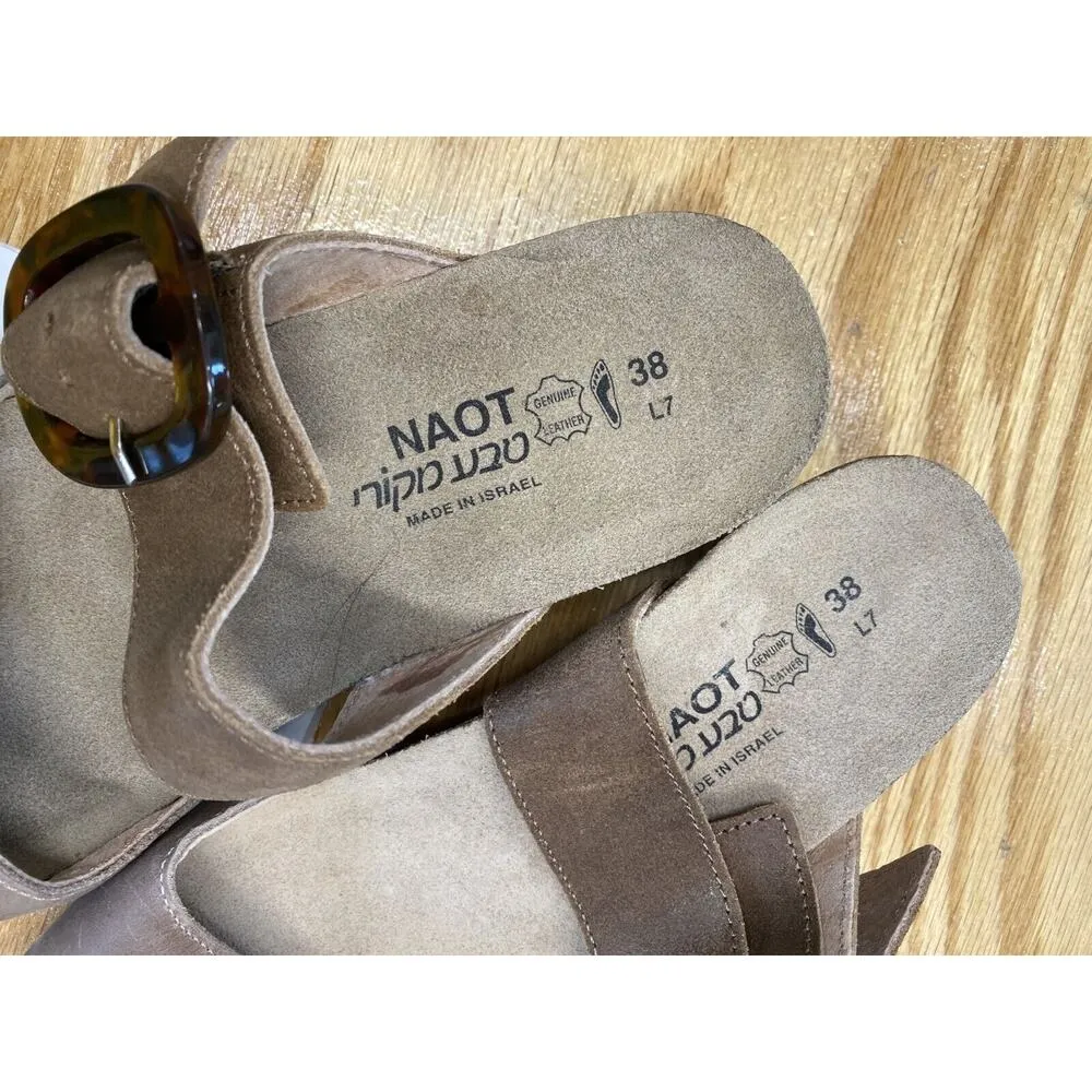 Naot Kingdom Slide Sandals Women 7 Brown Suede Slip On Wedge Heel Open Toe S72 - Image 2