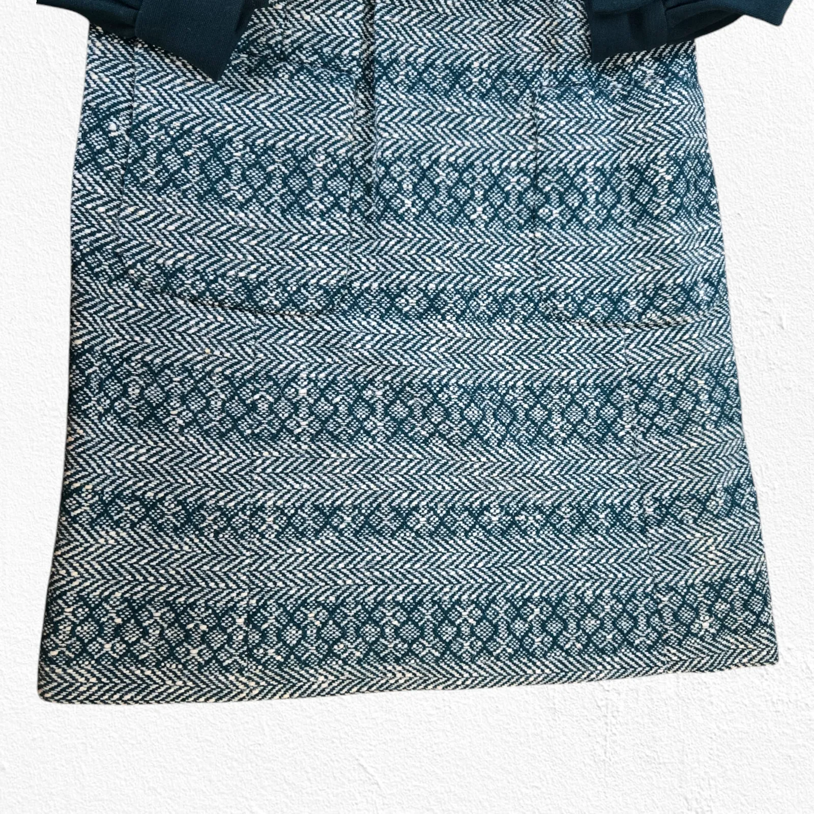 Vintage 70s Green White Tweed Jumper Turtleneck Belted Cottage Dress Size Small - Image 7