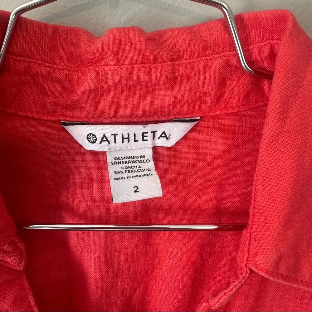 Athleta Playa Linen Wrap Dress 2 XS Coral Pink Passionfruit - Image 3