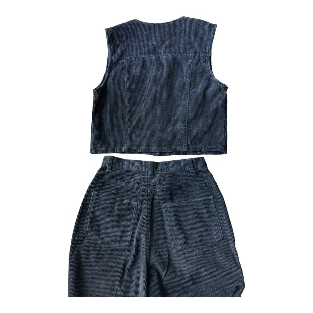 Y2K Vintage Corduroy Vest & High Waisted Pants by Kathy Ireland set size Medium - Image 6