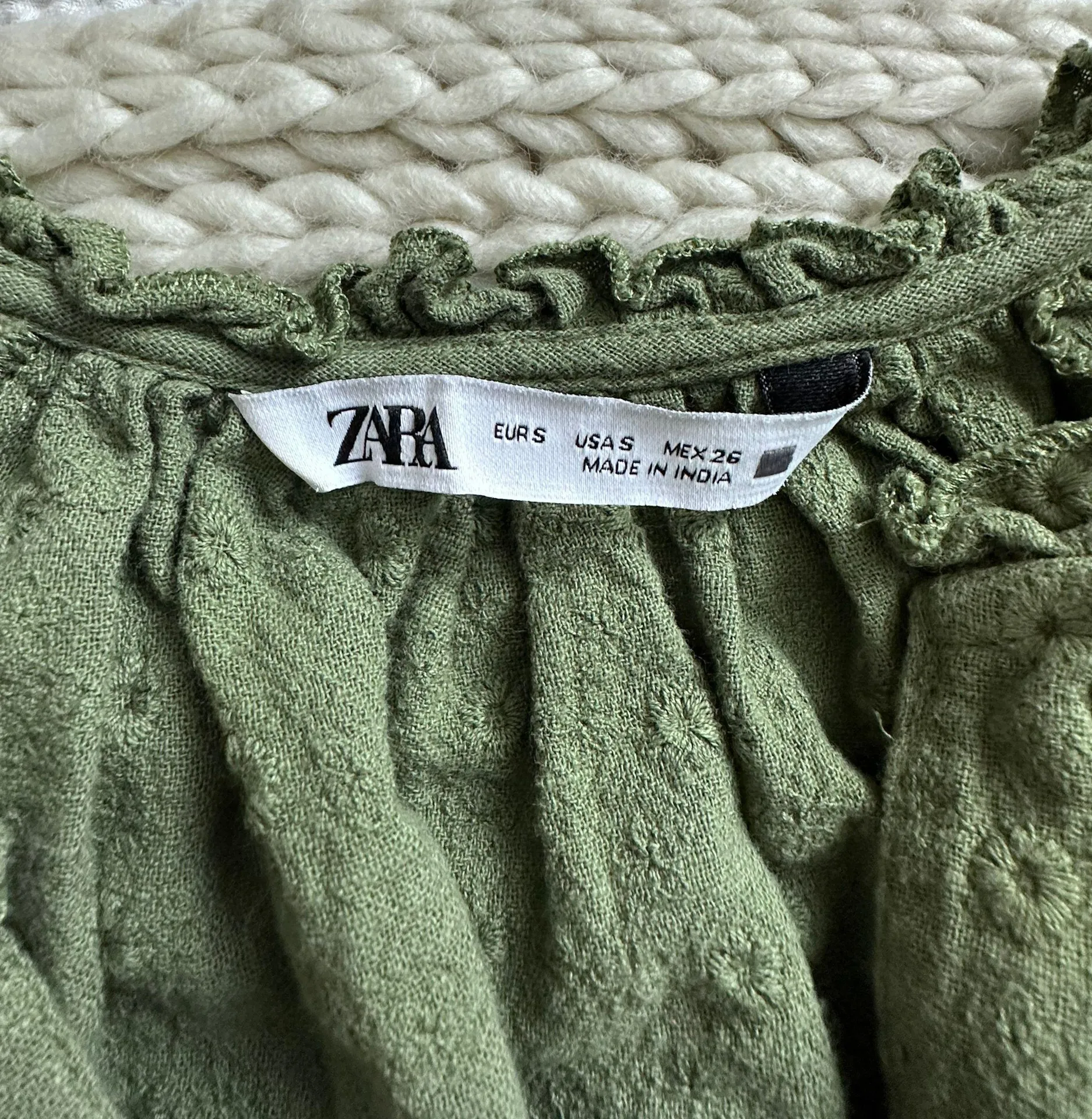 Embroidered Olive Green Long Sleeve blouse - Image 3