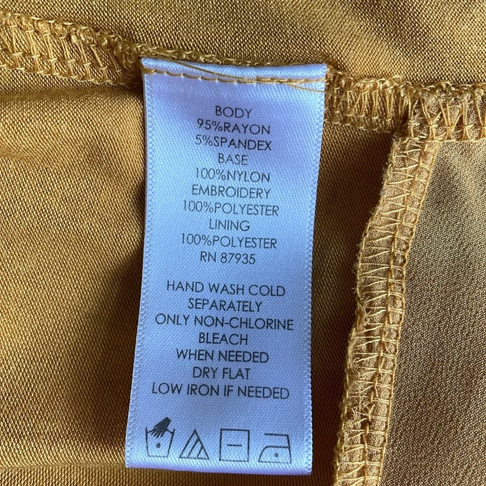 LOGO by Lori Goldstein Mustard Yellow Lace Tunic - Image 6