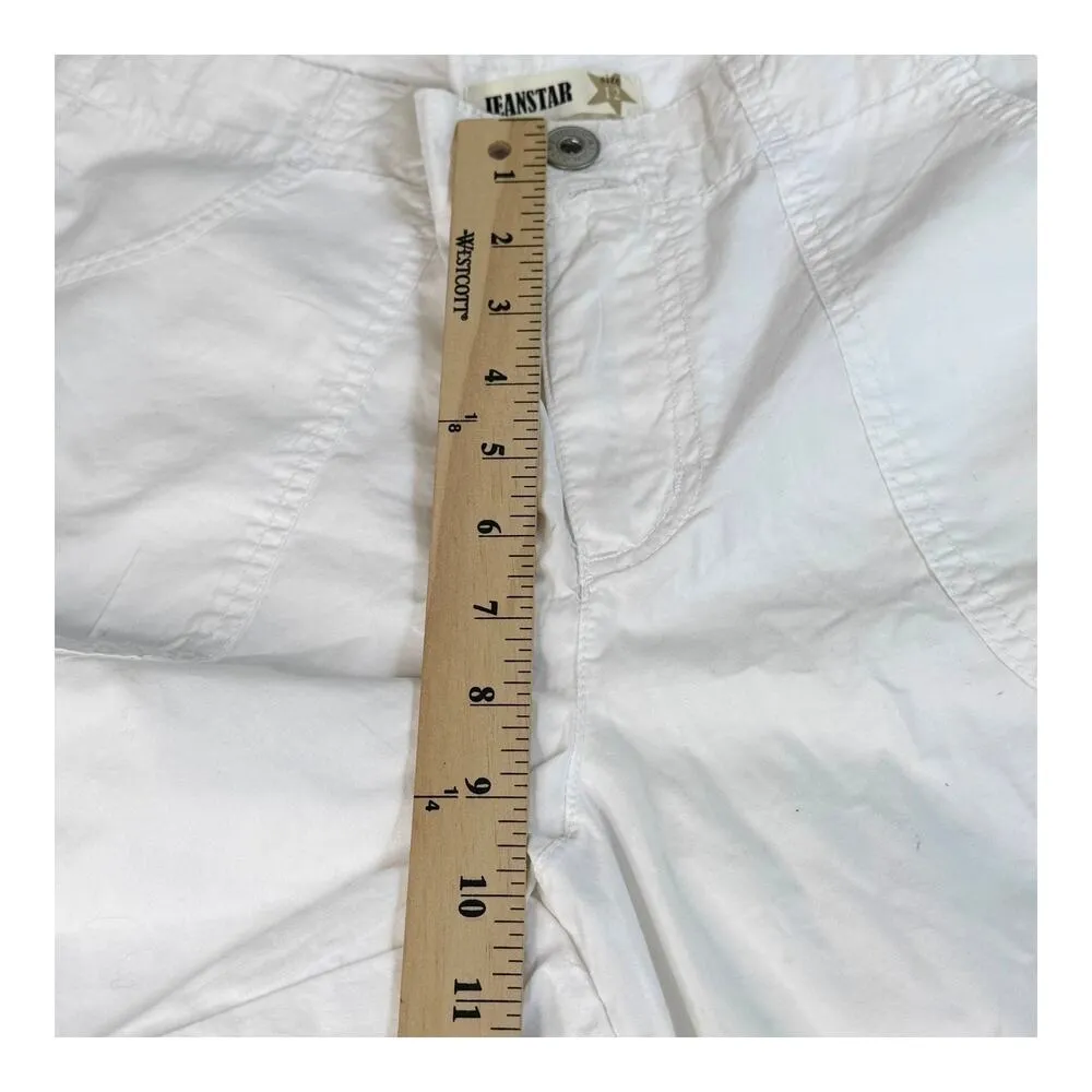 NEW Jeanstar White CAPRI DENIM PANT Women's 12 Cargo Style Jean Pockets Tie Hem - Image 8