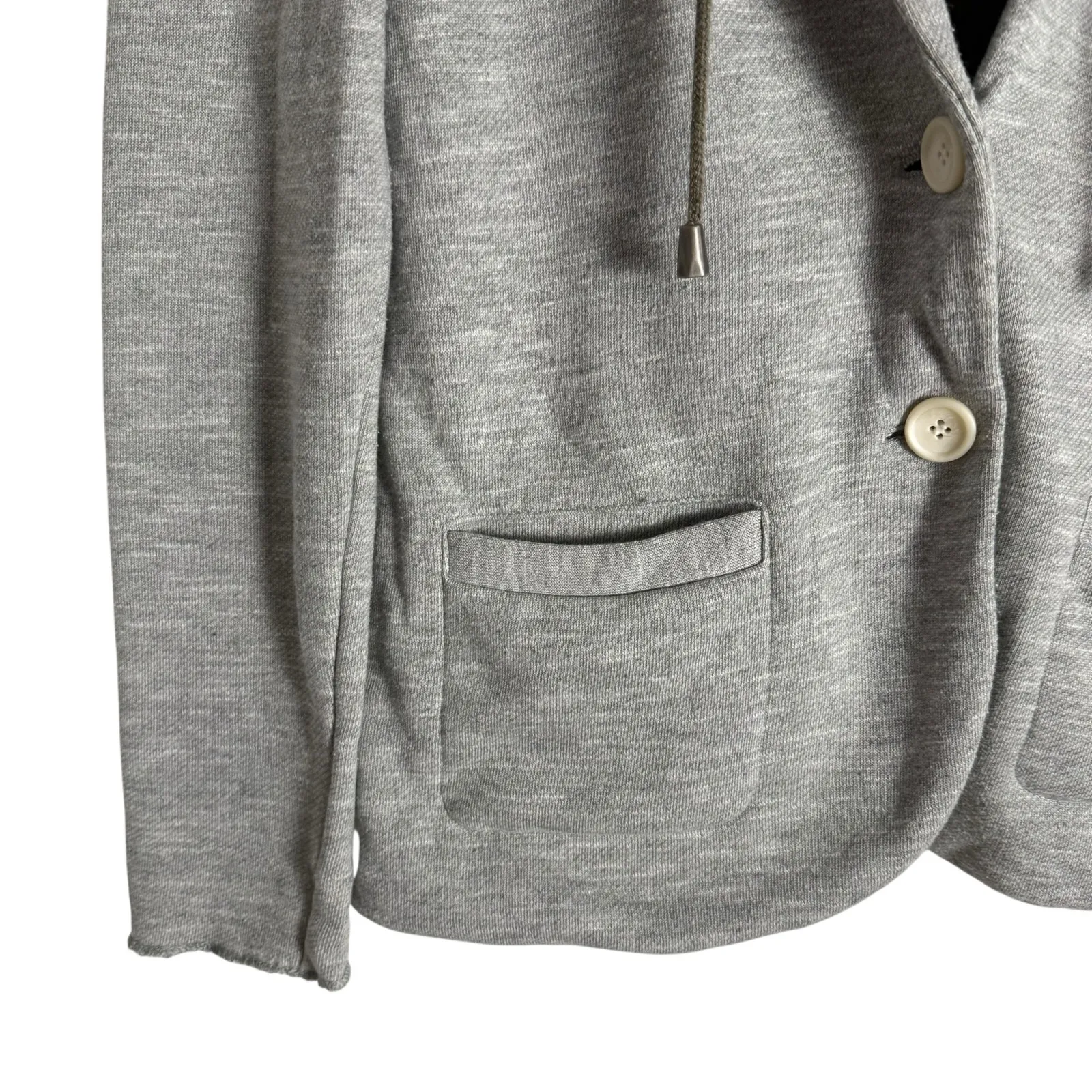 Anthropologie Elevenses Hooded Dickey Heather Gray Knit 2-in-1 Blazer Jacket M - Image 5