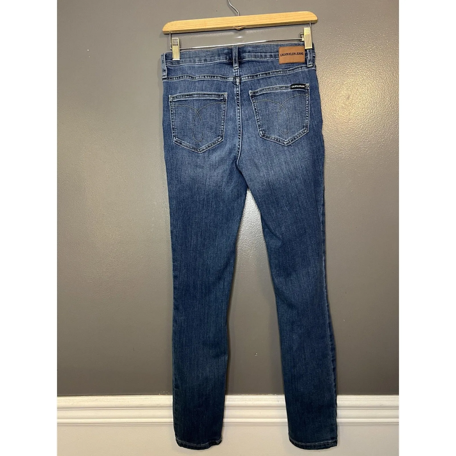 Calvin Klein Jeans Womens 27 Blue Skinny Slim Fit Mid Rise Stretch Denim Jeans - Image 4