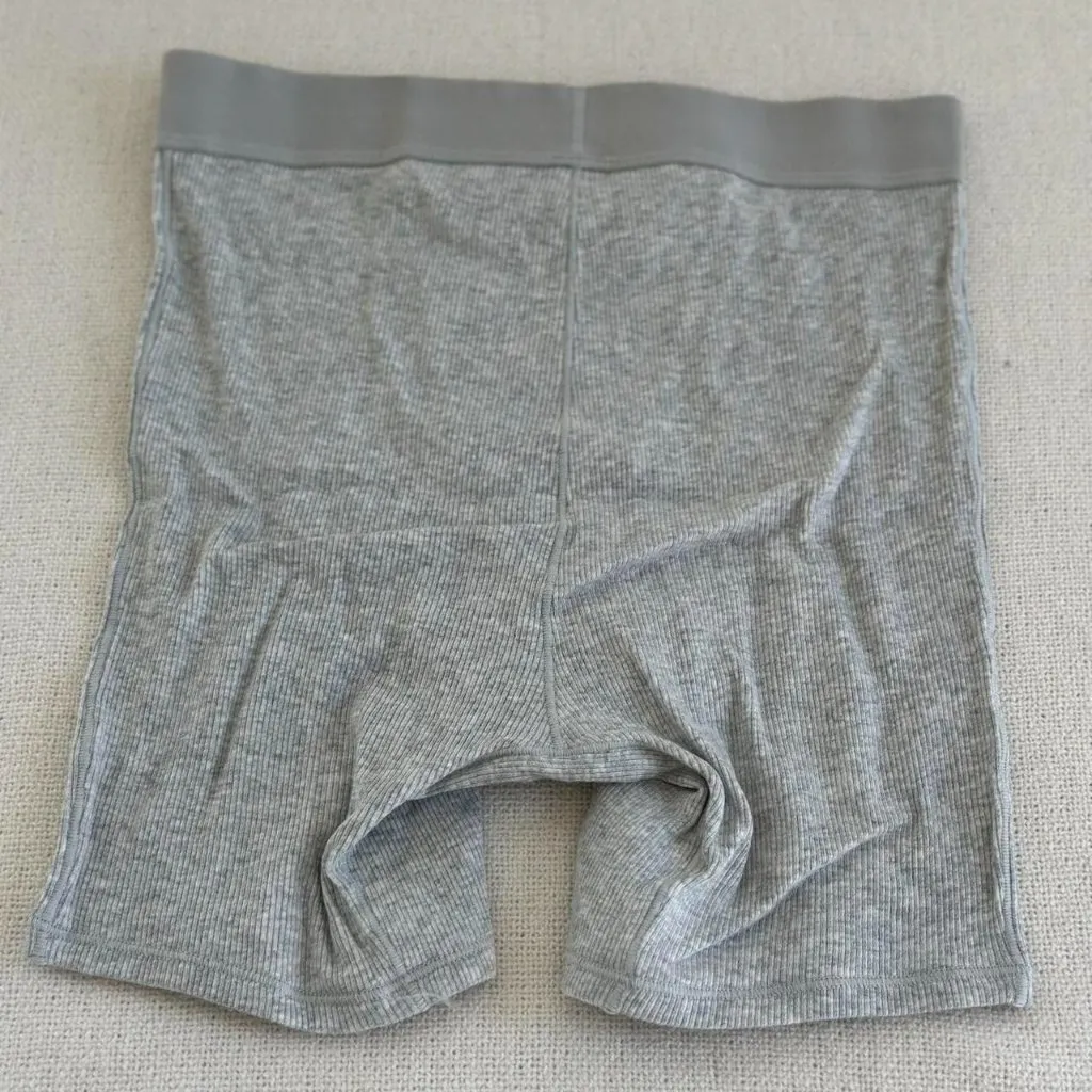 Skims Cotton Rib Boxer in Light Heather Grey, Size X-Small - Image 7
