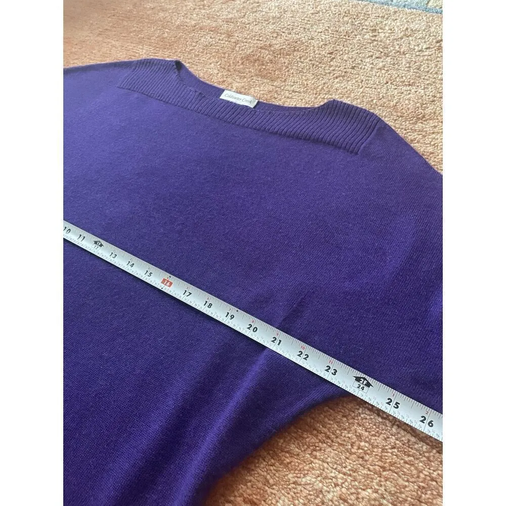 Coldwater Creek Purple Wool Blend Boatneck Cropped Sleeve Sweater Size 10-12 /M - Image 3