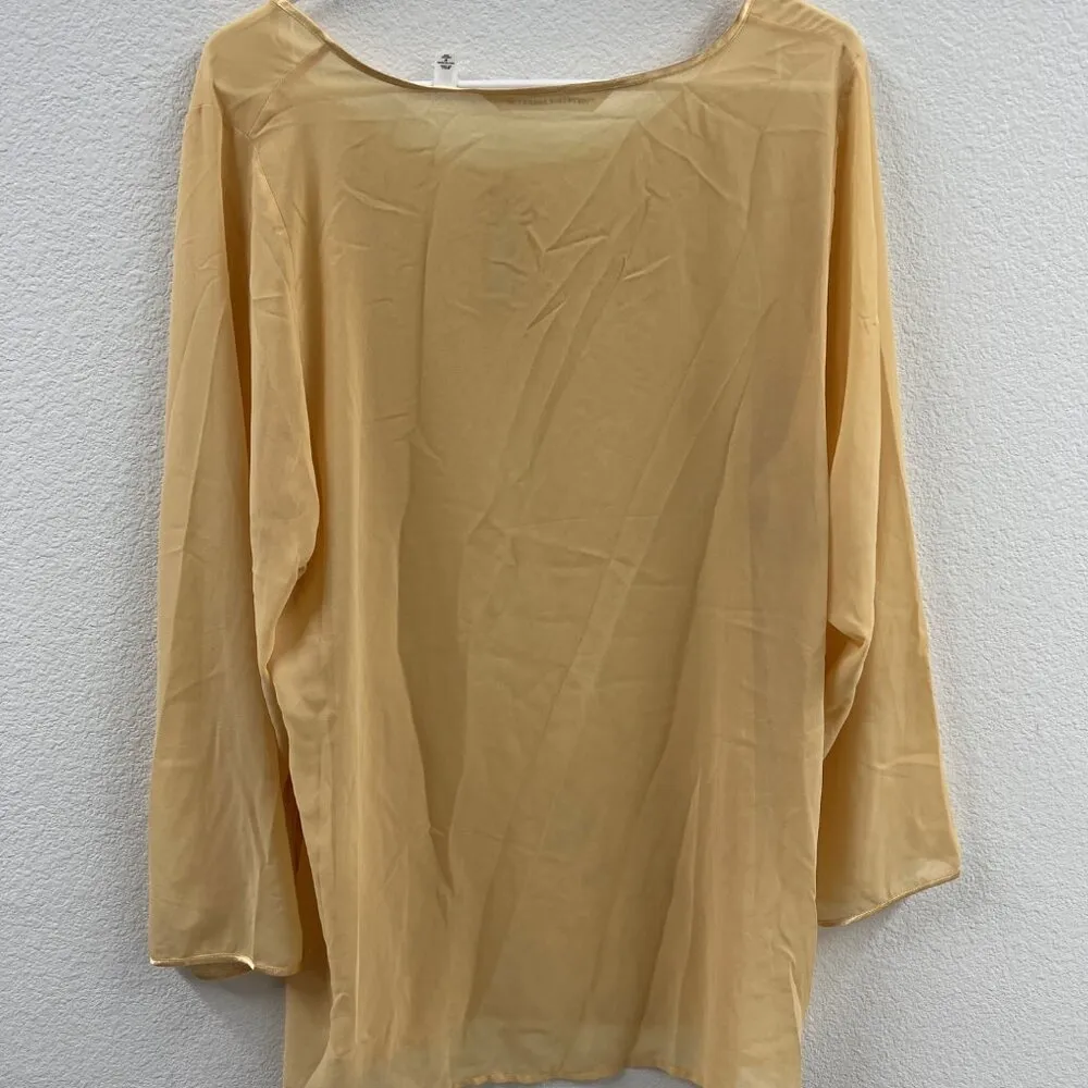Victorias Secret Yellow Sheer Blouse With Keyhole Accent & Button Details - Image 7