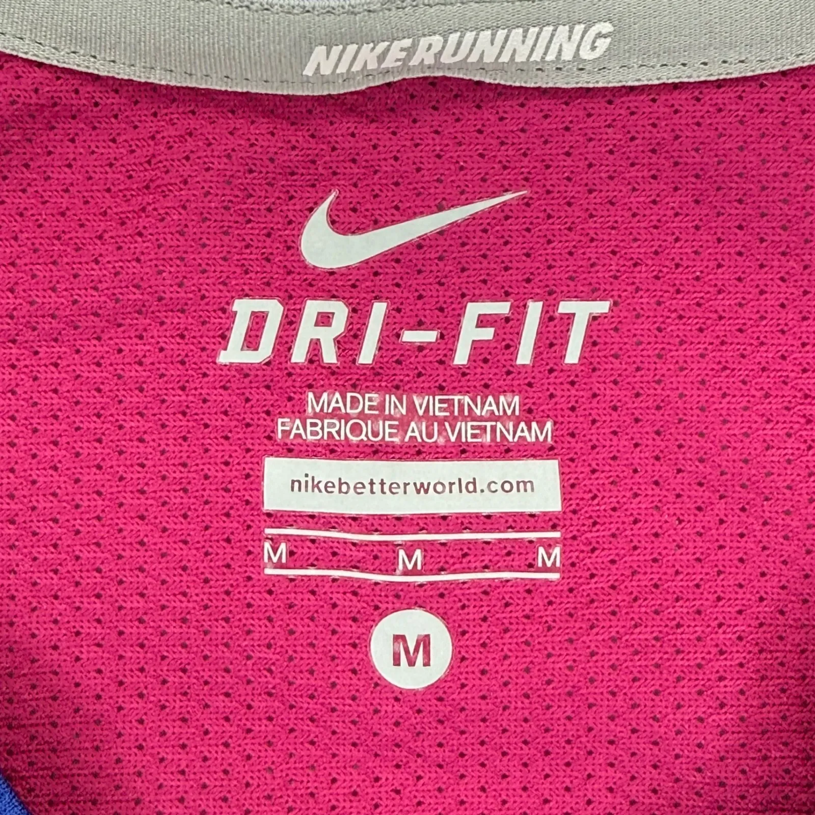 Nike Running Dri-Fit V Neck Long Sleeve Top Womens Medium Blue‎ Pink Athletic - Image 5