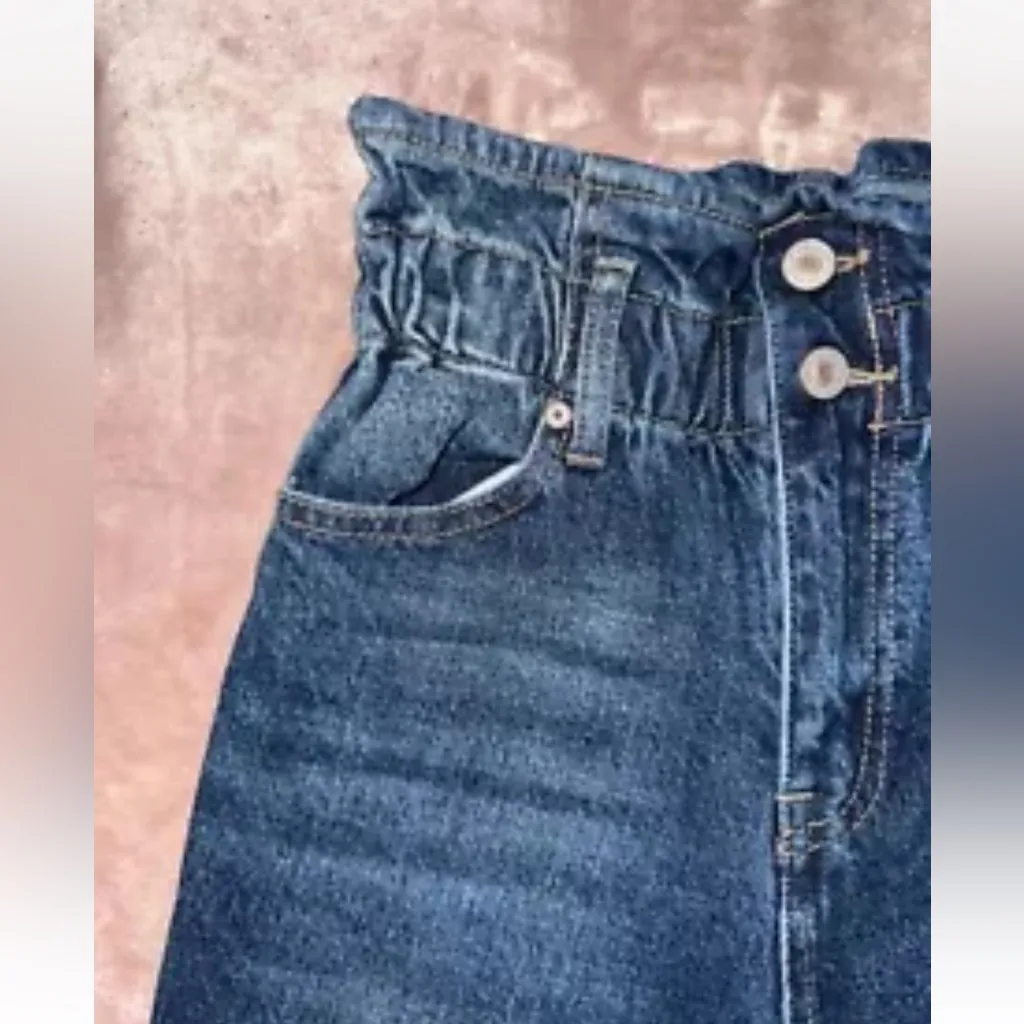 Kancan Exclusively For Maurice Women’s Blue Denim Paper Bag Elastic‎ Waist Sz 23 - Image 3