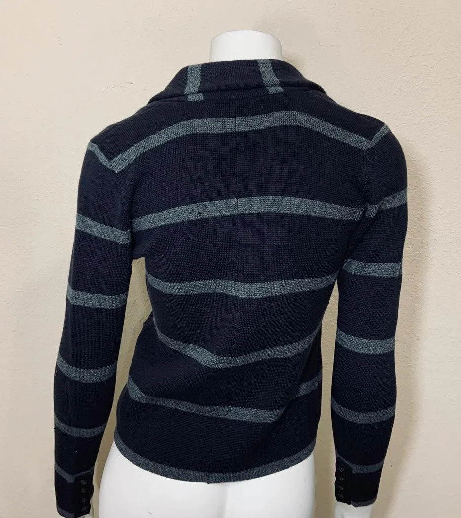 Gray Knit Striped Blazer Jacket New XXSP - Image 5