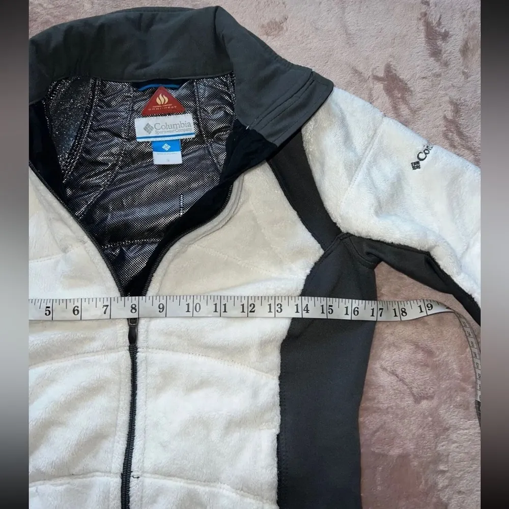 Columbia Omni Heat Womens Fleece Jacket White Color Block Zip Pocket Mock Neck S - Image 7