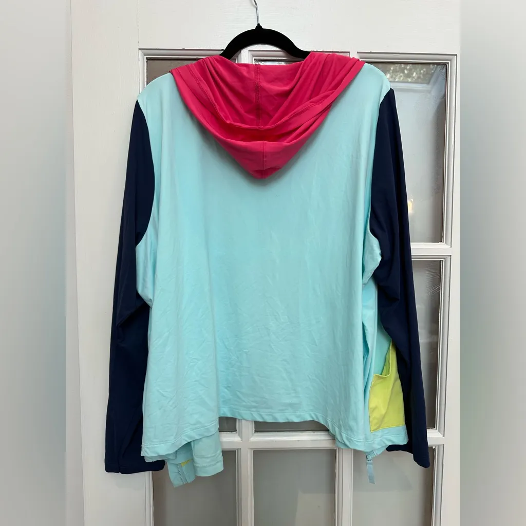 Lands End Swim Colorblock Zip-Up Hoodie Rash Guard Women’s Plus Size 2X - Image 4