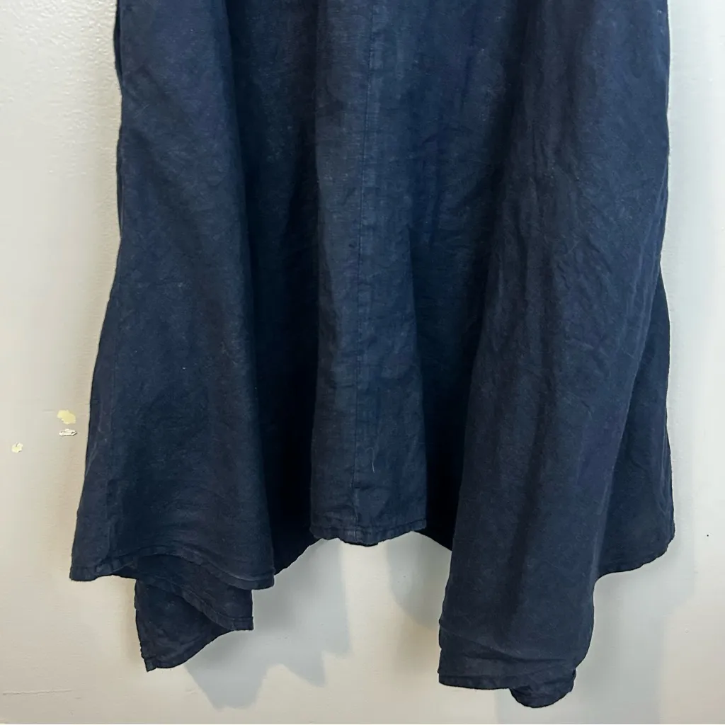 FLAX 100% Linen Sleeveless Fit & Flare Asymetrical Midi Dress Size P/XS 4/6 - Image 8