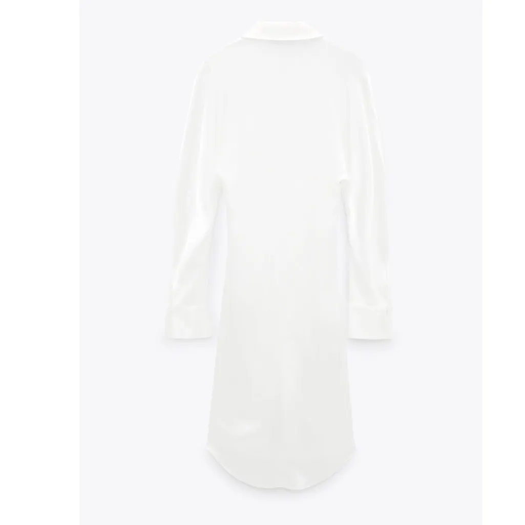 NWT ZARA SATIN EFFECT RUCHED DRAPED SHIRT DRESS BLOGGERS FAV IVORY XS - Image 5