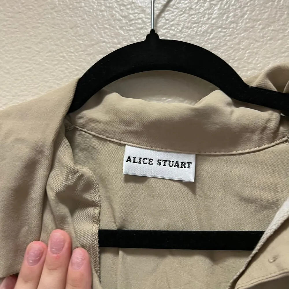 Vintage Laggenlook Linen Button Down Shirt Beige Long Sleeve Blouse Sz M Size M - Image 9