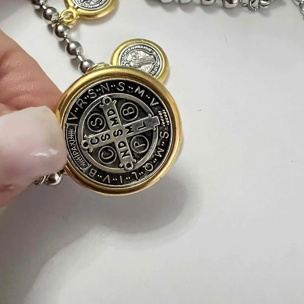 Gold Silver Plated Dangling Coins Necklace Beaded Chain stainless steel jewelry - Image 11