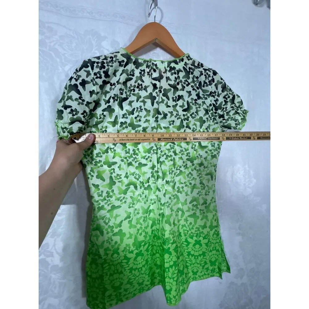 KOI Scrub Top XS Green Butterfly Print NEW Style 191PR - Image 10